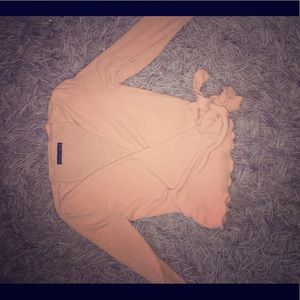 peach v-neck wrap sweater